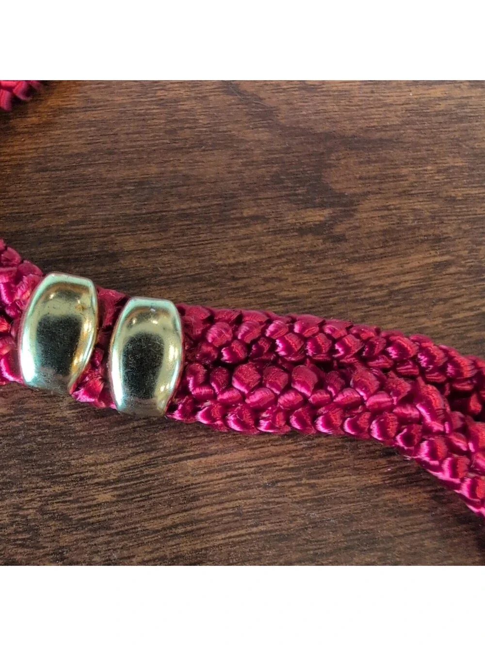 Vtg RED GENUINE CLOISONNÉ Floral ENAMEL BELT BUCKLE Cord Stretch Rope earrings